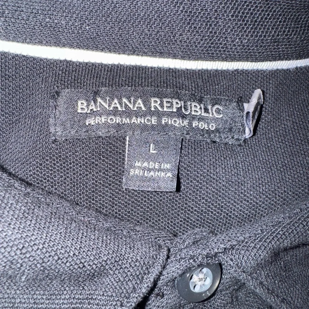 Banana Republic Performance Pique Polo Short Sleeve Black White Size Large